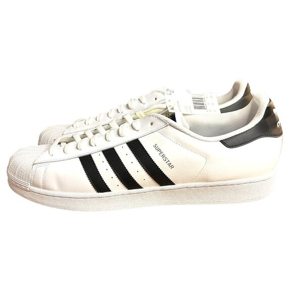 Adidas Superstar Mens White & Black Sneakers Size 19 - Picture 3 of 6